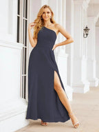 Numbersea One Shoulder Bridesmaid Dresses Long Formal Prom Gowns 28048