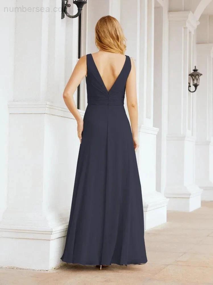 Numbersea Bridesmaid Dresses for Wedding Ruffles Long Formal Prom Gowns 28039
