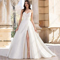 Strapless Satin Wedding Dresses For Women Bridal Party Gowns Sexy High Slit Modern Custom Made 2023