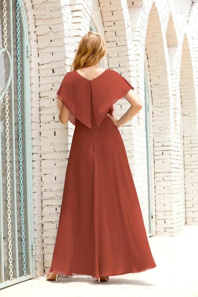 Numbersea  Mother of The Bride Dresses Plus Size V-Neck Floor Length Formal Prom Dress for Wedding Guest 28020