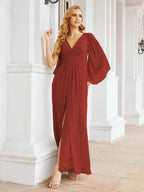 Numbersea Bridesmaid Dresses with Split for Wedding Party Flutter Sleeves 28045