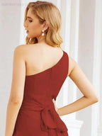 Numbersea One Shoulder Bridesmaid Dresses Long Formal Prom Gowns 28048