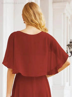 Numbersea Bridesmaid Dresses for Wedding Formal Evening Party Prom Gown with Cape 28050