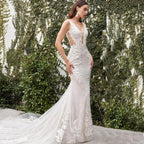 V-neck Wedding Dresses For Women 2024 Backless Mermaid Lace Appliques Floor-length Backless Customized Vestidos De Novia