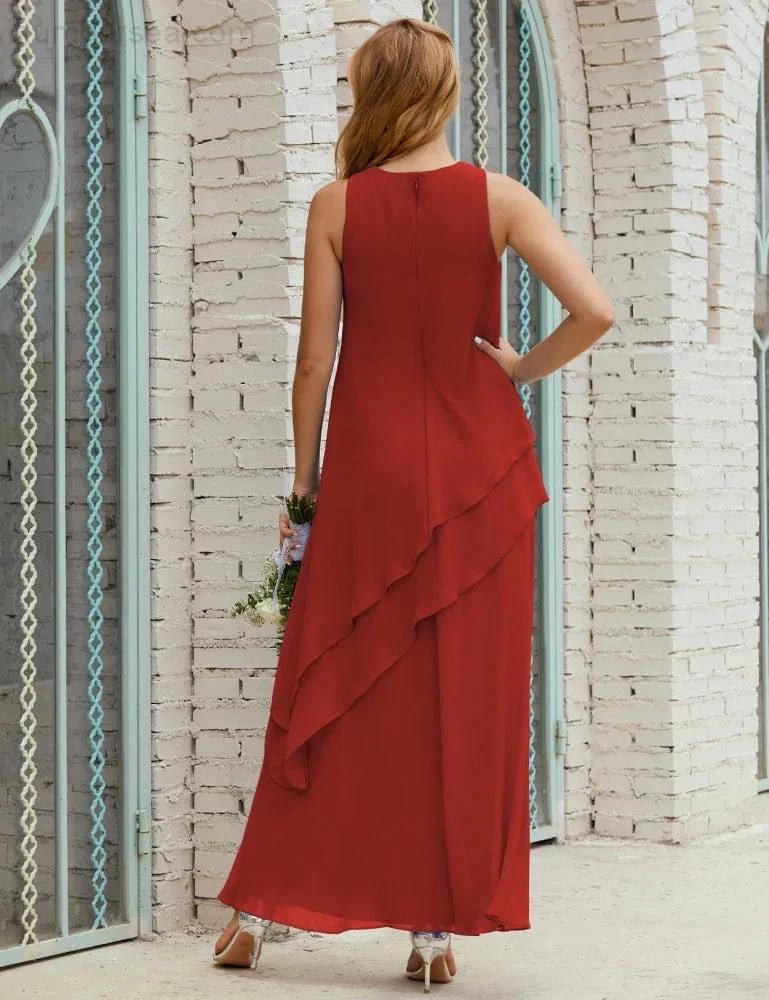 Chiffon Long Plus Size Mother of Bride Dresses Formal Bridesmaid Prom Gown SY28019
