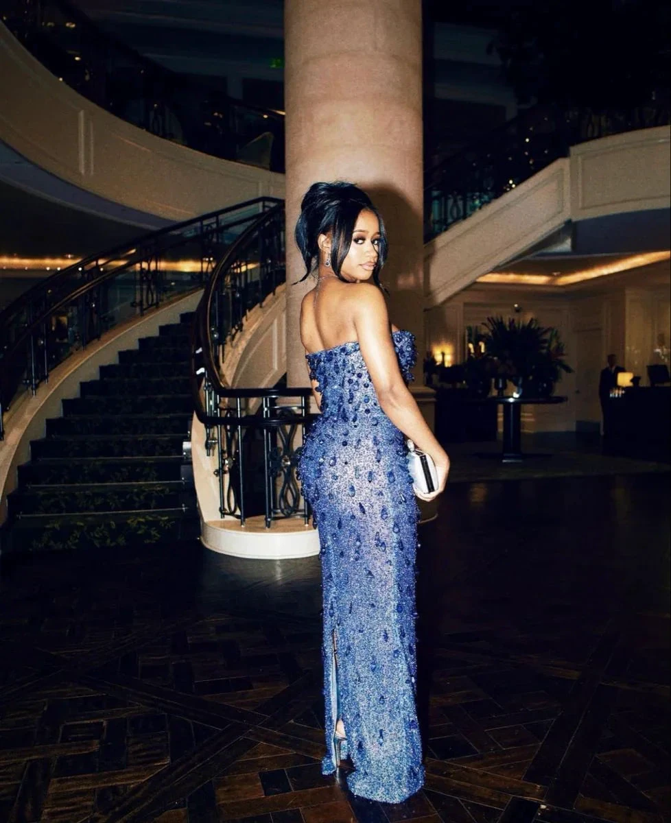 Glamorous Strapless Floor Length Evening Dress For Black Girls Y4792
