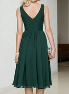 Emerald Chiffon Sleeveless Cocktail Dress
