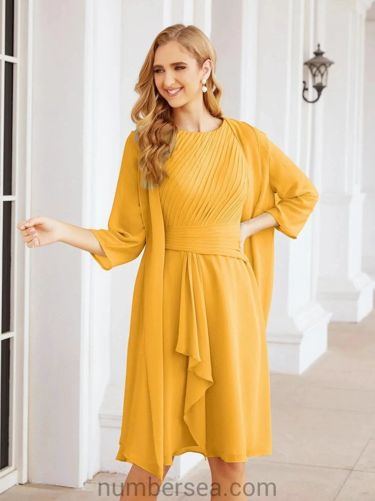 Sunnderly Mother of The Bride Dresses Prom Dress Casual Pleated Dress  SY28065