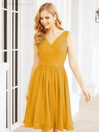 Numbersea Homecoming Dresses Knee Length Skirt V Back 28062