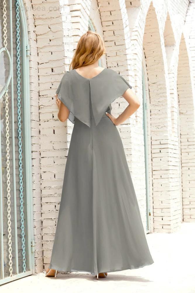 Numbersea  Mother of The Bride Dresses Plus Size V-Neck Floor Length Formal Prom Dress for Wedding Guest 28020
