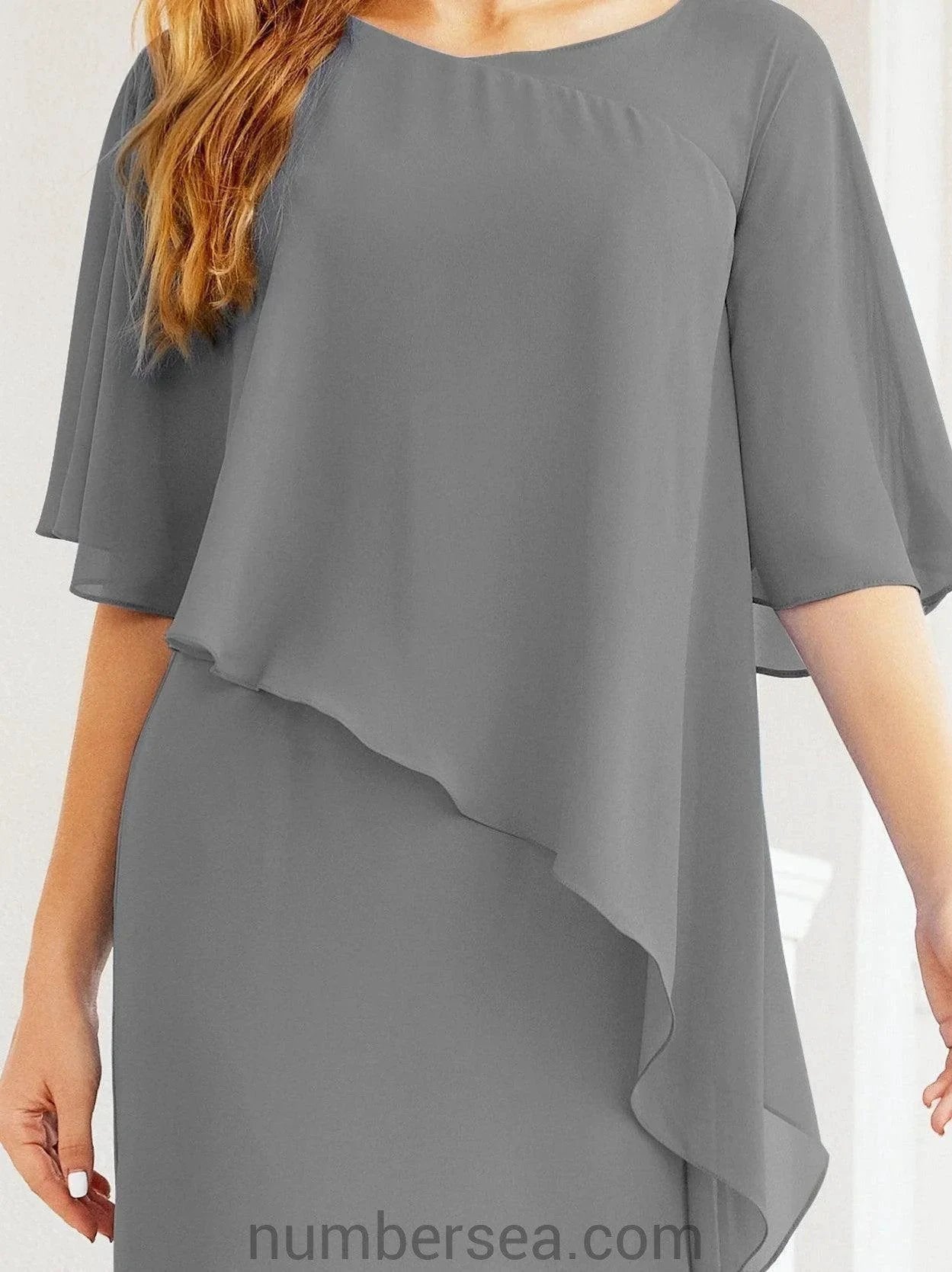 Sunnderly Formal Party Gown Dress Long Mother of The Bride Dresses with Ruffle Cape SY28026