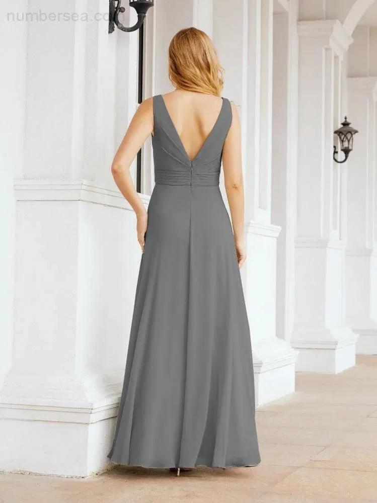 Numbersea Bridesmaid Dresses for Wedding Ruffles Long Formal Prom Gowns 28039