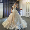 New Gorgeous Wedding Dresses Women's Elegant Off Shoulder A-Line Bridal Gowns Lace Applique Sleeveless Formal Party Robe De
