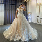 New Gorgeous Wedding Dresses Women's Elegant Off Shoulder A-Line Bridal Gowns Lace Applique Sleeveless Formal Party Robe De