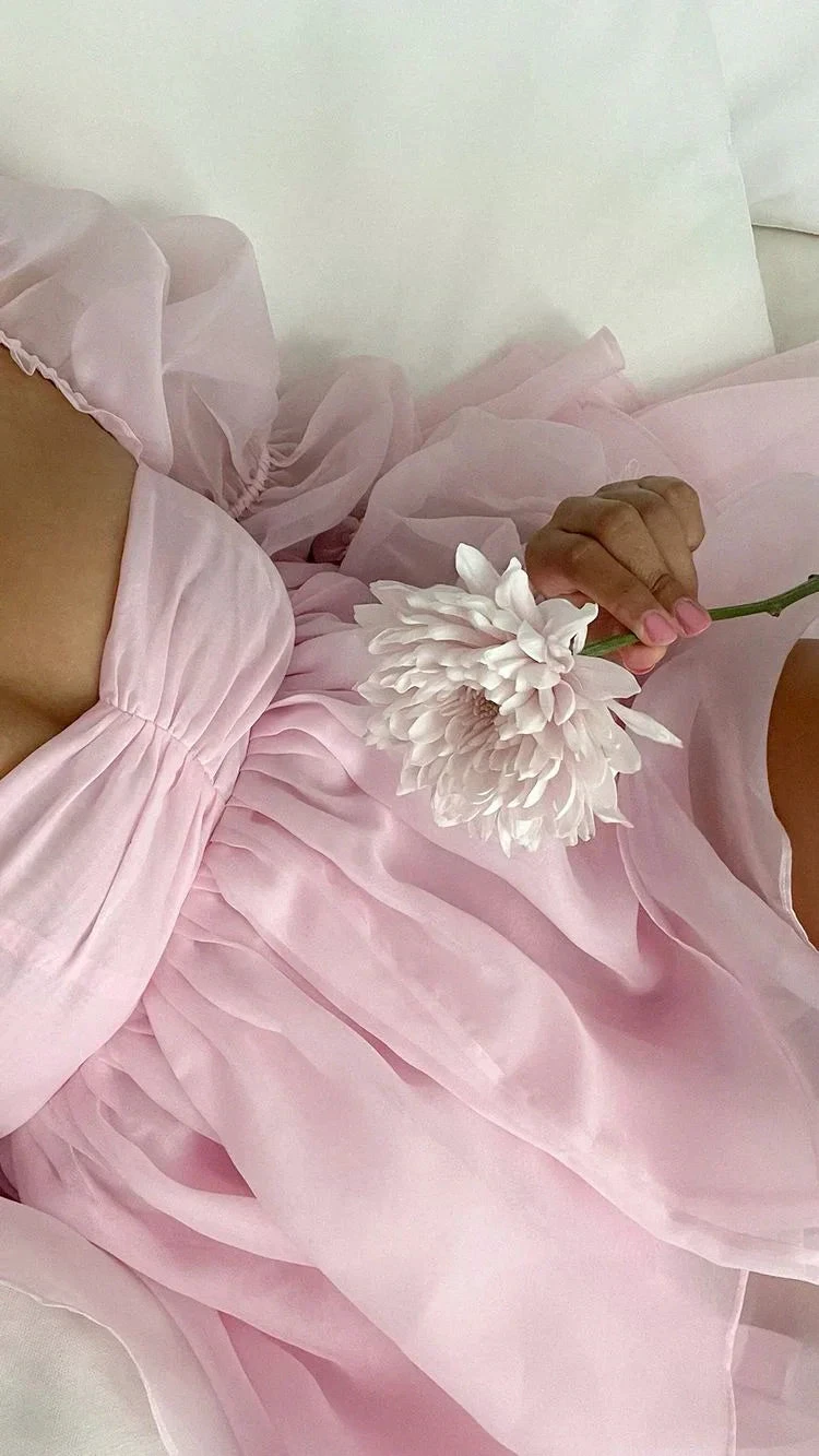 Pink A-line Puffy Dress Pink Homecoming Dress Y2428