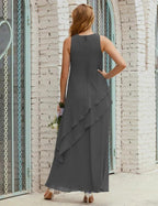 Chiffon Long Plus Size Mother of Bride Dresses Formal Bridesmaid Prom Gown SY28019