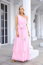 Ladies Chiffon One Shoulder Bridesmaid Evening Dress Wedding Party Evening Dress 28133