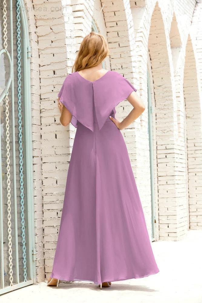 Numbersea  Mother of The Bride Dresses Plus Size V-Neck Floor Length Formal Prom Dress for Wedding Guest 28020