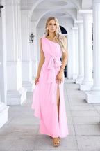 Ladies Chiffon One Shoulder Bridesmaid Evening Dress Wedding Party Evening Dress 28133