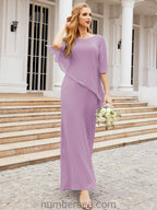 Sunnderly Formal Party Gown Dress Long Mother of The Bride Dresses with Ruffle Cape SY28026