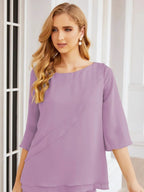 Sunnderly Elegant 2 Piece Mother of The Bride Dress Plus Size Pant Suits Ruffle Layers Sliver Housecoat SY28064