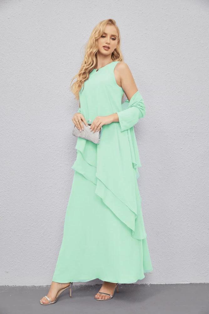Mother of Bride Dresses with Open Front Lightweight Cardigan Formal Prom Gown  28081