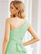 Numbersea One Shoulder Bridesmaid Dresses Long Formal Prom Gowns 28048