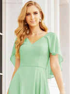 Numbersea Bridesmaid Dresses for Wedding Formal Evening Party Prom Gown with Cape 28050