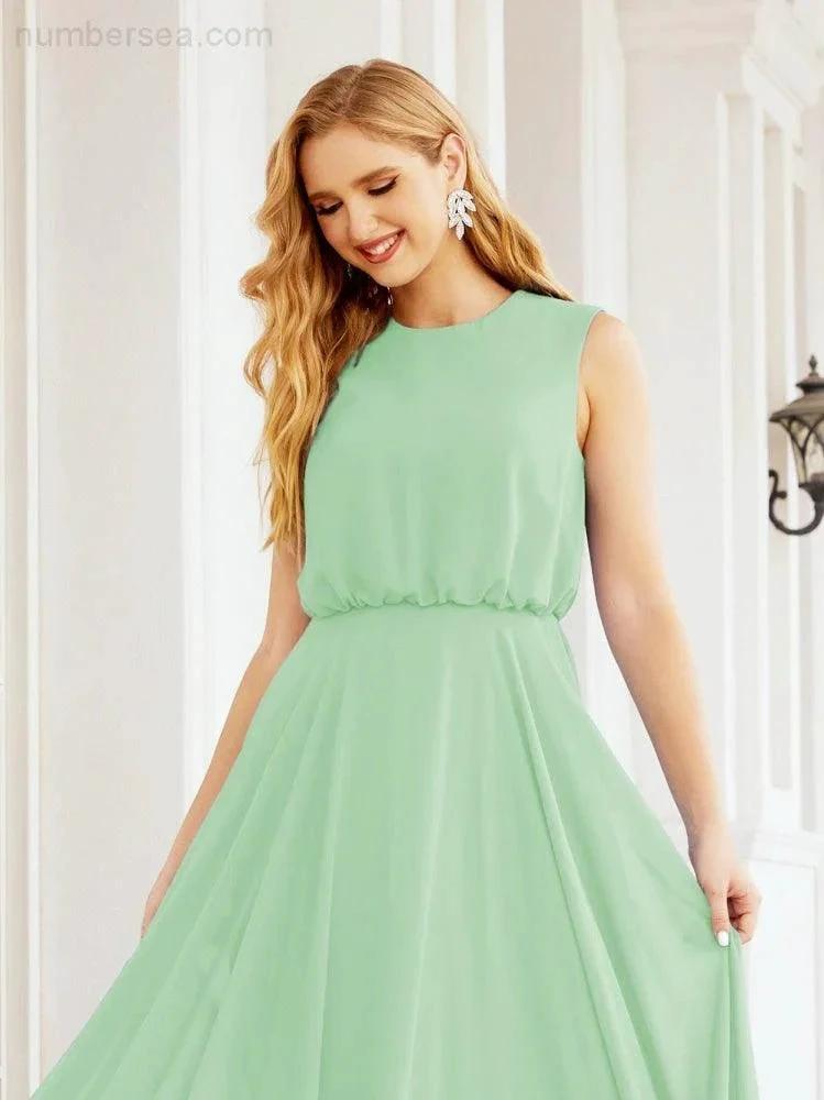 Numbersea Sleeveless Long Bridesmaid Dress A line Formal Evening Prom Gown 28025