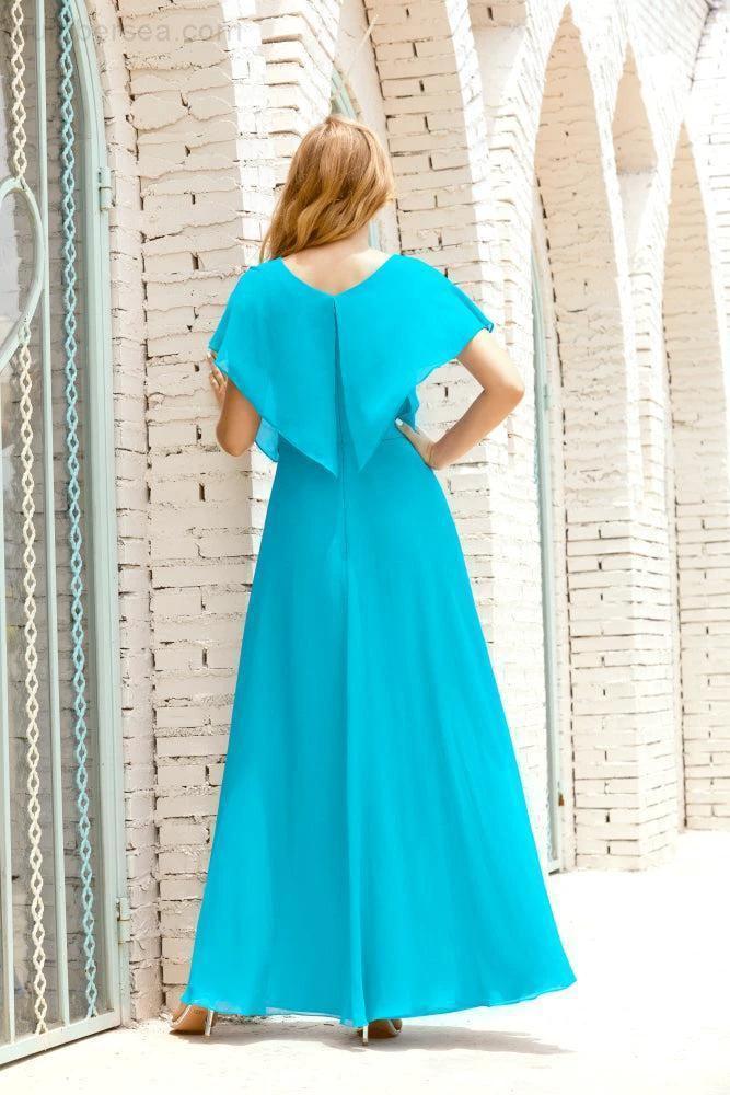Numbersea  Mother of The Bride Dresses Plus Size V-Neck Floor Length Formal Prom Dress for Wedding Guest 28020