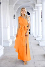 Ladies Chiffon One Shoulder Bridesmaid Evening Dress Wedding Party Evening Dress 28133