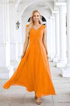 Ladies Chiffon V Neck Sleeveless Floor Length Bridesmaid Evening Dress Wedding Party Evening Dress 28126
