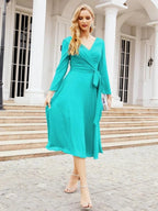 Bridesmaid Dress V-Back Waist Belt Mother of the Bride Wedding Guest SY28031