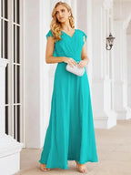 Sunnderly Bridesmaid Dresses Cape Formal Prom Dress Open Back Gowns for Mother of The Bride SY28058