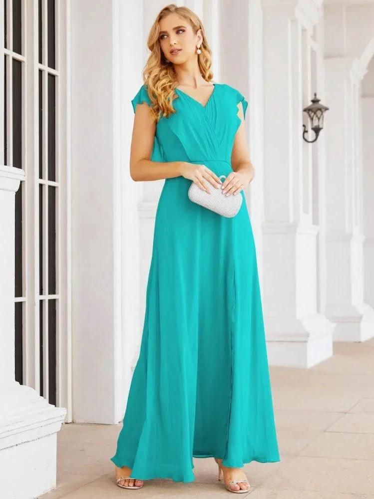 Sunnderly Bridesmaid Dresses Cape Formal Prom Dress Open Back Gowns for Mother of The Bride SY28058