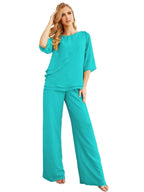 Sunnderly Elegant 2 Piece Mother of The Bride Dress Plus Size Pant Suits Ruffle Layers Sliver Housecoat SY28064