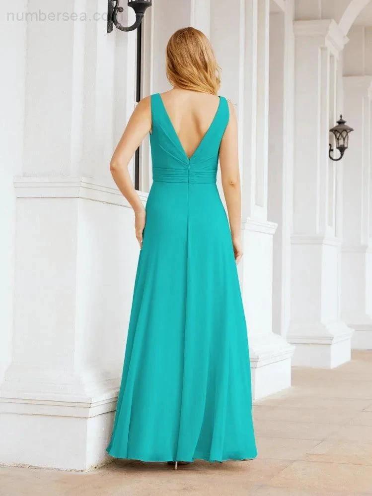 Numbersea Bridesmaid Dresses for Wedding Ruffles Long Formal Prom Gowns 28039