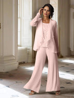 Chiffon Long Sleeves Mother of the Bride Pantsuits with Jacket