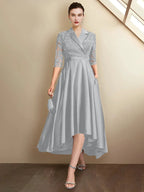 Sheath/Column V-Neck Tea-Length Mother of the Bride Dresses