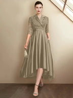 Sheath/Column V-Neck Tea-Length Mother of the Bride Dresses