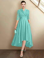 Sheath/Column V-Neck Tea-Length Mother of the Bride Dresses