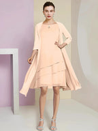 A-Line/Princess Jewel Neck Knee-Length Mother of the Bride Dresses
