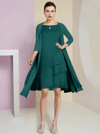 A-Line/Princess Jewel Neck Knee-Length Mother of the Bride Dresses