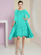 A-Line/Princess Jewel Neck Knee-Length Mother of the Bride Dresses