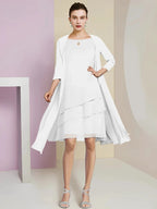 A-Line/Princess Jewel Neck Knee-Length Mother of the Bride Dresses