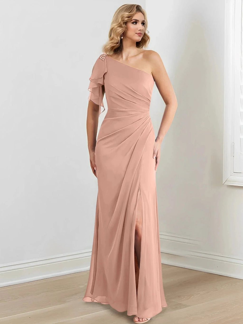 Sheath/Column One-Shoulder Floor-Length Mother of the Bride Dresses