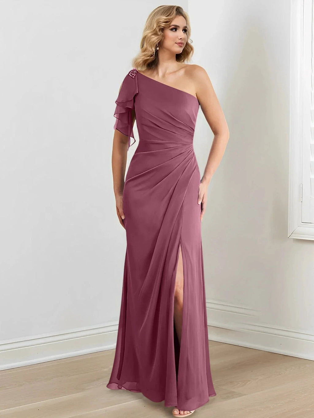 Sheath/Column One-Shoulder Floor-Length Mother of the Bride Dresses