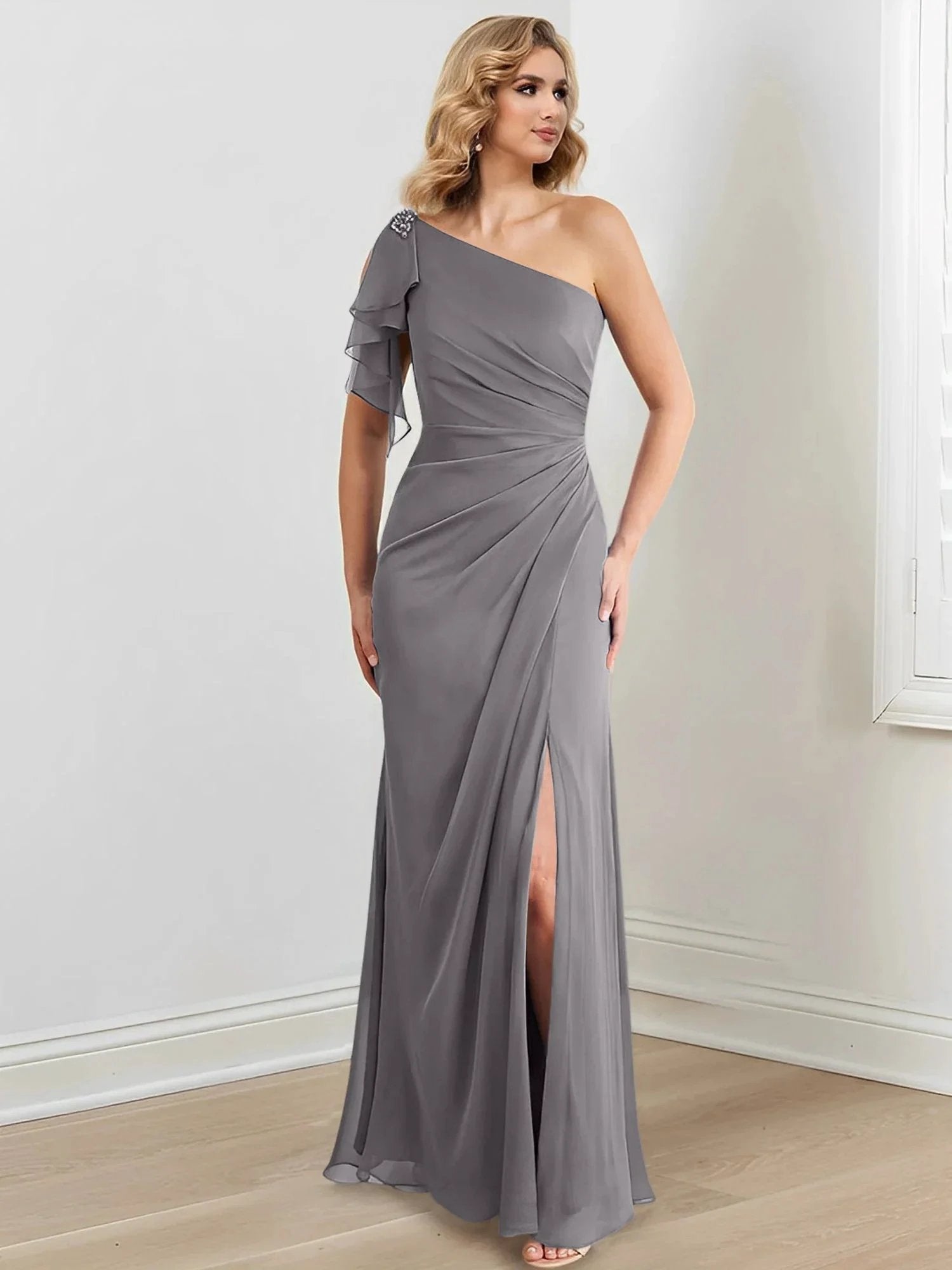 Sheath/Column One-Shoulder Floor-Length Mother of the Bride Dresses