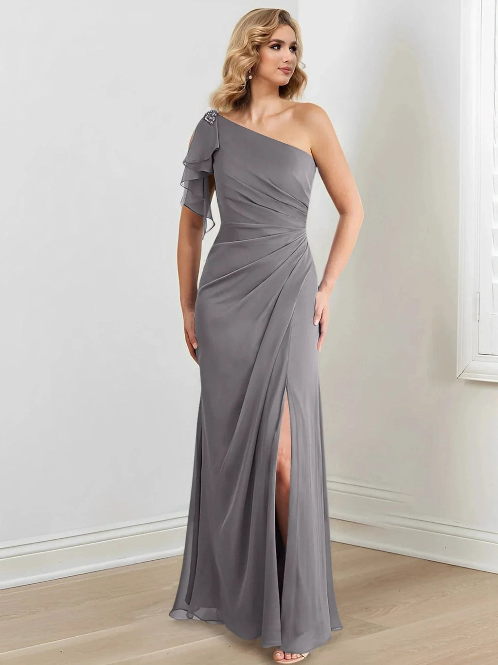Sheath/Column One-Shoulder Floor-Length Mother of the Bride Dresses