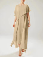 Sheath/Column Scoop Short Sleeves Mother of the Bride Dresses with Tassel